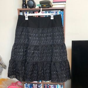 NWT H&M Black Eyelet/ Peasant Skirt Sz 14